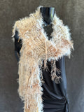 Women ivory boho scarf, Scrappy Fringed Scarf