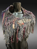 Luxury artwear handspun cowl with snaps and larp details, Indie fashion, boho cowl, larp accessories