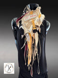 Couture One-of-a-Kind Sculptural Wearable Art Scarf in Mustard Black Beige | Handmade Fiber Art chunky cowl scarf