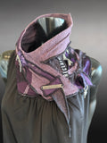 Street style couture purple neck cowl, eco-friendly fashion