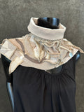 Upcycled couture taupe ivory neck cowl, eco-friendly fashion