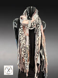 Artisan Boho Art Scarf – Upcycled Fabric & Fiber Statement Wrap, Shreds Fringie Scarf