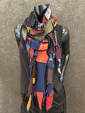 Hippie couture eclectic scarf, vibrant color scarf, bohemian fashion