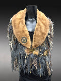 Luxury Fur Collar Statement Shawl | Artisan Fiber Art Beaver Wrap, game of thrones collar