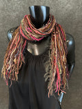 Boho style scarf in Wild Rose shades, funky scarves