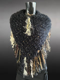 Knit Black Fringed poncho, game of thrones