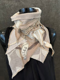 Upcycled couture taupe ivory neck cowl, eco-friendly fashion