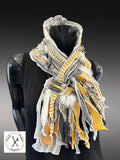 Bold mustard and gray Avant Garde couture eco-friendly fabric scarf