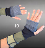 Fabric knit upcycled arm warmers, wrist cuffs, fabric fingerless gloves, upcycled sweater sleeves, Katwise arm warmers, fingerless mittens