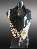 Freeform avant garde black pull/over poncho, designer crop sweatshirt