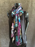 Pop culture vibrant color rainbow Boho fabric plus art yarn Scarf, street style scarf