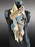 Hippie couture fabric scarf, free form scarf, bohemian fashion