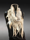 Couture One-of-a-Kind Sculptural Wearable Art Scarf in Ivory | Handmade Fiber Art Accessory
