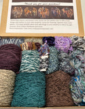 Knitting art yarn bundle, 1.5 lbs, fiber pack, weaving yarns, bulk teal purple yarn gift box