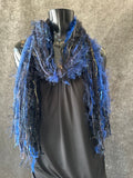 Boho style Scarf in Electric Blue Black, Indie fashion