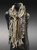 Boho style eclectic cheetah Scarf, Funky long animal print scarf