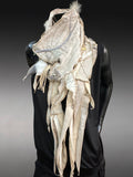Couture One-of-a-Kind Sculptural Wearable Art Scarf in Ivory | Handmade Fiber Art Accessory