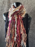 Pink bohemian style fringe scarf, cowgirl style, funky scarf