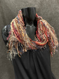 Boho style scarf in autumn burgundy brown tan, funky scarves