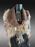 Luxury fur poncholette with clasp, couture avant garde fashion, game of thrones collar
