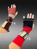 Fabric eco-friendly arm warmers, fingerless gloves, upcycled sweater sleeves