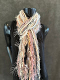 Fringie Yarn Scarf in cream pink black, boho fashion