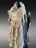 Women ivory boho scarf, Scrappy Fringed Scarf