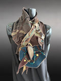 Boho couture fabric scarf, free form scarf, bohemian fashion