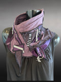 Street style couture purple neck cowl, eco-friendly fashion