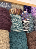 Knitting art yarn bundle, 1.5 lbs, fiber pack, weaving yarns, bulk teal purple yarn gift box