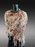 Knit Boho Chic Poncho in blush cream peach, boho style clothing