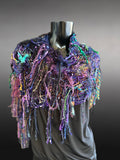 Women poncho, Eclectic Fringed Knit Boho Chic Poncho, Fringe Bohemian clothing, gifts