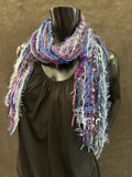 Boho Indie style short art scarf,  purple blue jewel tone scarf, bohemian inspired fashion