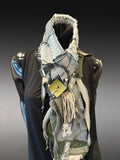 Street style Handmade Upcycled Boho Statement Scarf– Post-Apocalyptic avant garde Textile Art Scarf