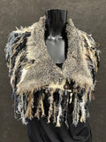 Luxury Fur Collar Statement Cowl, Artisan Fiber Rustic Boho Wrap, game of thrones collar