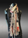 Avant garde cream beige pink couture eco friendly Scarf, bohemian style scarves, upcycled fashion