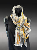 Bold mustard and gray Avant Garde couture eco-friendly fabric scarf