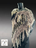 Hand Knit boho style Poncho, Fringed cowgirl style poncho, shoulder wrap.