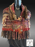 Hand Woven cowl with art yarns, indie shawl, bohemian scarves, luxury shoulder wrap