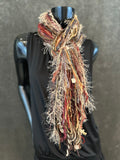 Fringie scarf in burgundy beige shades, Fringe Scarf, bohemian style, boho chic