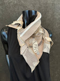 Upcycled couture taupe ivory neck cowl, eco-friendly fashion