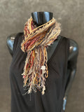 Boho style scarf in autumn burgundy brown tan, funky scarves