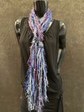 Boho Indie style short art scarf,  purple blue jewel tone scarf, bohemian inspired fashion