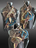 Boho couture fabric scarf, free form scarf, bohemian fashion