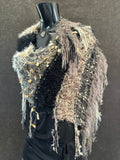Hand Knit boho style Poncho, Fringed cowgirl style poncho, shoulder wrap.