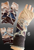 Fabric knit upcycled arm warmers, wrist cuffs, fabric fingerless gloves, upcycled sweater sleeves, Katwise arm warmers, fingerless mittens