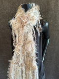 Women ivory boho scarf, Scrappy Fringed Scarf