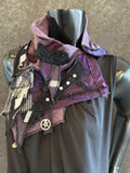 Street style couture purple black neck cowl, eco-friendly fashion