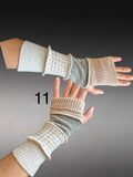 Fabric knit upcycled arm warmers, wrist cuffs, fabric fingerless gloves, upcycled sweater sleeves, arm warmers, Glovies - fingerless mittens