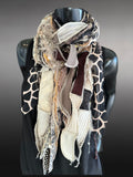 Bohemian long Boho eco-friendly Scarf, Shreds Fringie scarf, street style, animal print scarves,